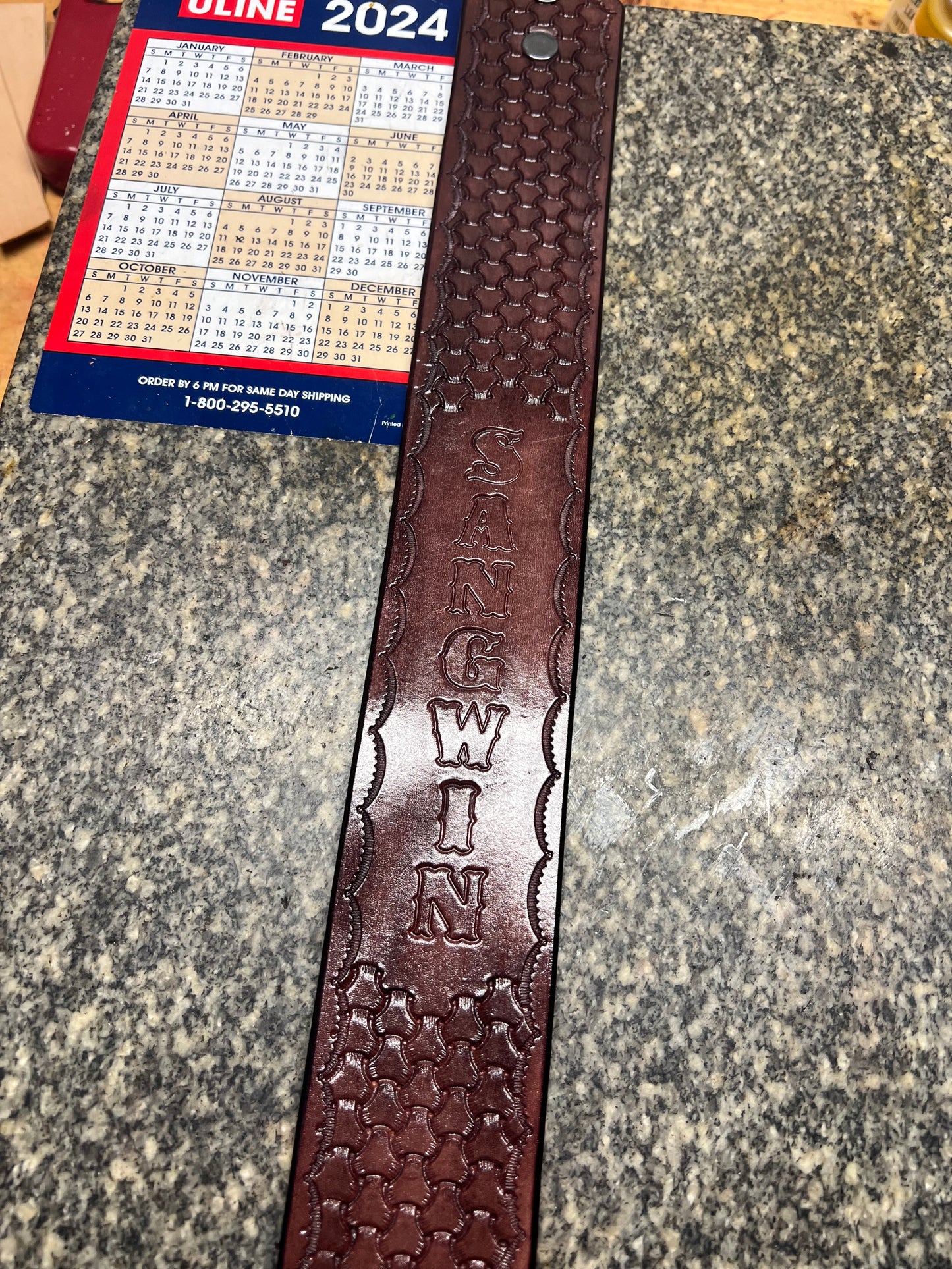 Custom Leather Rifle Sling - Dark Mahogany