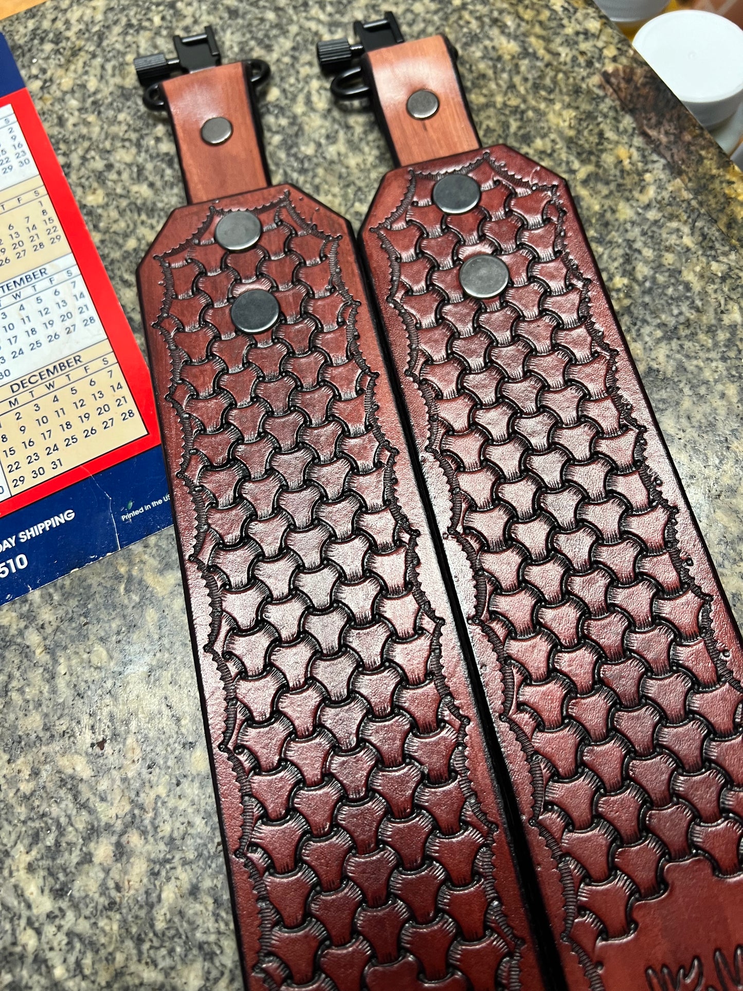 Custom Leather Rifle Sling - Dark Mahogany